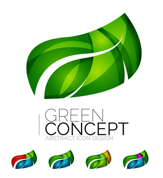 Set van abstracte eco plant icons, logo natuur groene bedrijfsconcepten, schoon moderne geometrisch ontwerp — Stockvector