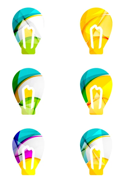 Conjunto de iconos de bombilla abstracta, conceptos de ideas de logotipos empresariales, diseño geométrico moderno y limpio — Archivo Imágenes Vectoriales