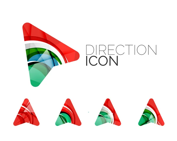 Set van abstracte richtingspijl icons, logo gps bedrijfsconcepten, schoon moderne geometrisch ontwerp — Stockvector