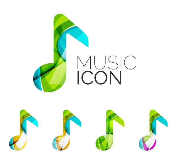 Conjunto de iconos abstractos de notas musicales, conceptos de logotipos empresariales, diseño geométrico moderno y limpio — Archivo Imágenes Vectoriales