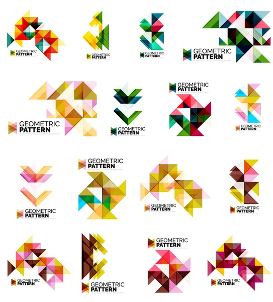 Set of color triangles geometric pattern — Stockvector