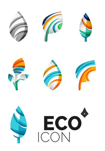 Set of abstract eco leaf icons — Stock Vector