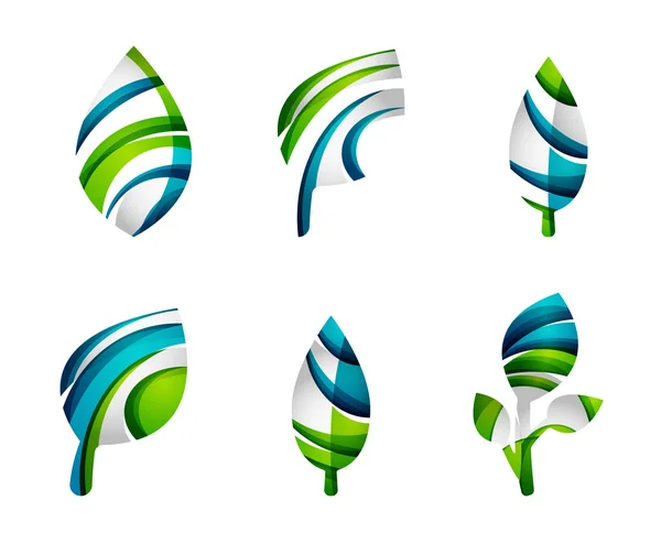 Set di icone astratte in foglia ecologica , — Vettoriale Stock