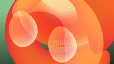 Soyut sıvı şekiller harmanlanarak canlı turuncu ve sarı renkler yaratır. Arkaplanda kompozisyon içinde ortalanmış metin arkaplan tasarımı.