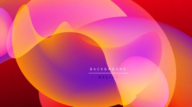 Soyut, enerjik şekiller çakışıyor ve akışkan renkli bir tasarım yaratıyor. Arkaplan karanlık, parlak eğilimleri vurguluyor.