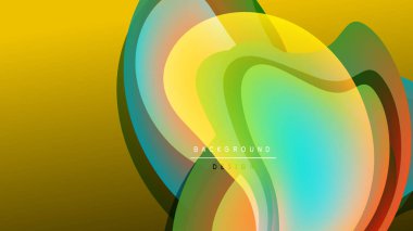 Soyut enerji katmanları akış biçimi yaratır. Sarı, yeşil, mavi renkler harmanlanmış, dinamik bileşim. Modern tasarım ögesi.