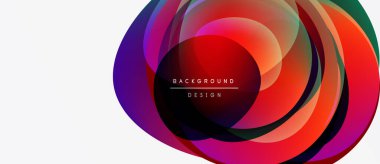 Abstract colorful layers create dynamic circular design. Vibrant hues blend, forming modern background element. Smooth gradients present visual appeal.