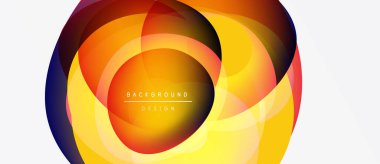 Abstract circular design. Vibrant yellow, orange, red layers create dynamic visual effect. Modern background element for projects.