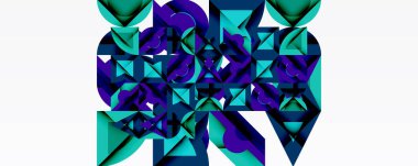 Abstract geometric shapes, teal and purple hues, complex pattern. Minimalist design, digital illustration, modern aesthetic.