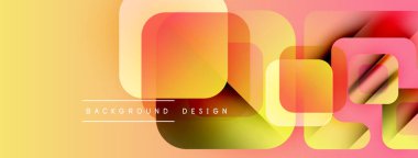 Abstract geometric shapes overlap, creating vibrant gradient background. Yellow, orange, red hues dominate design. Modern aesthetic.