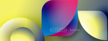 Soyut renkli şekiller çakışıyor. Gradyan renkler dinamik görsel efekt yaratır. Arkaplan ve sunumlar için uygun modern tasarım.