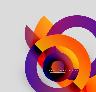 Abstract colorful design features overlapping circles, gradients. Dynamic composition creates modern visual impact. Background text reads background design.