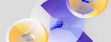 Abstract shapes overlap, creating dynamic visual effect. Gradient colors blend, forming modern background design. Light shadows add depth.