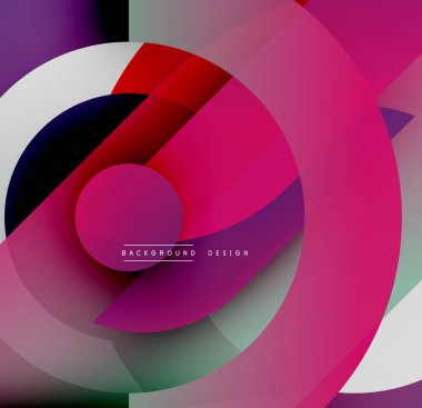 Abstract circles overlap, creating vibrant gradients. Pink, purple, white dominate composition. Modern design element.