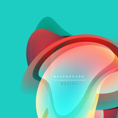 Soyut renkli katmanlar dinamik görsel efekt yaratır. Yumuşak eğimler, akışkan şekiller, modern tasarım elementleri mevcut.