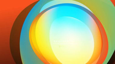 Soyut renkli katmanlar dairesel tasarım oluşturur. Parlak gradyanlar modern görsel etki yaratır. Arkaplan metni arkaplan tasarımı okur.