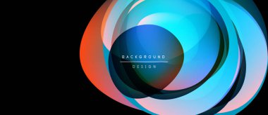 Soyut renkli katmanlar dinamik dairesel tasarım yaratır. Gradyan renkler harmanlanarak modern görsel öğe oluşturur. Arkaplan özellikleri metin.