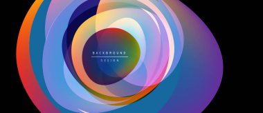 Soyut renkli katmanlar dairesel tasarım yaratır. Canlı renkler harmanlanır, dinamik görsel efekt oluşturur. Modern estetik.