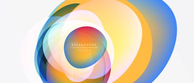 Soyut renkli çemberler dinamik görsel efektler yaratıyor. Gradyan renkler harmanlanır, modern arkaplan tasarımı oluşturulur.