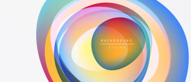 Soyut katmanlar canlı dairesel tasarım yaratır. Renkler karışır, dinamik görsel efekt oluşturur. Modern, minimalist arkaplan ögesi.