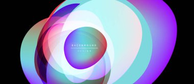 Soyut renkli katmanlar dinamik görsel efekt yaratır. Gradyan renkler harmanlanarak dairesel bileşim oluşturuyor. Modern tasarım ögesi.