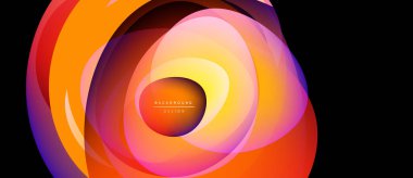 Soyut renkli katmanlar dinamik dairesel tasarım yaratır. Gradyan renkler harmanlanarak modern görsel deneyimi oluşturur. Parlaklık zıtlıkları, pürüzsüz geçişler.