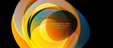 Soyut renkli katmanlar dinamik oval şekil yaratır. Parlak gradyanlar, pürüzsüz geçişler, mevcut modern tasarım elementleri.