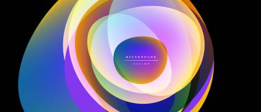 Soyut renkli katmanlar dinamik oval şekil yaratır. Gradyan renkler harmanlanarak modern arkaplan tasarımı oluşturur. Düz geçişler, canlı görüntüler..