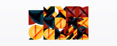 Soyut geometrik bileşim. Şekiller örtüşüyor, dinamik görsel doku oluşturuyor. Sıcak, serin renkler karşıtlığı, modern tasarım oluşturma.