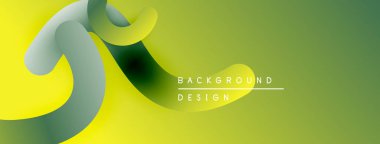 Soyut sıvı şekiller, canlı yeşil sarı renkler. Modern tasarım, pürüzsüz eğimler dinamik kompozisyon yaratır. Minimalist estetik.