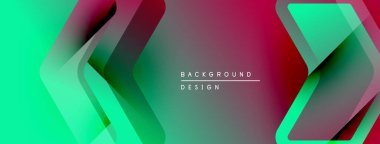 Abstract gradient background. Dynamic shapes overlap, creating modern visual effect. Colors transition from green to maroon. Text reads background design.