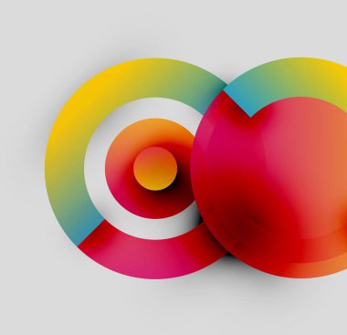 Soyut renkli daireler çakışıyor ve sonsuzluk sembolü oluşturuyor. Parlak gradyanlar, modern tasarım, basit kompozisyon. Temiz arkaplan.