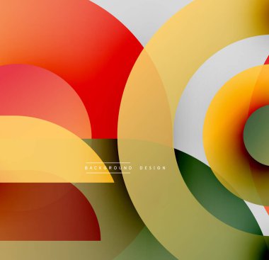 Soyut geometrik şekiller çakışıyor. Sıcak renkler baskın gelir, dinamik görsel efekt yaratır. Modern tasarım elemanları.