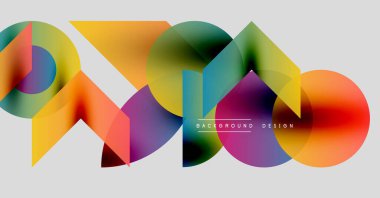 Soyut renkli şekiller örtüşür, dinamik görsel efekt yaratır. Gradyan renkler düzgün bir şekilde harmanlanarak modern tasarım elementini oluşturur.