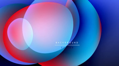 Abstract vibrant circles overlap, creating colorful gradients. Dark background enhances luminosity, modern design element.
