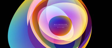 Abstract colorful layers create circular design. Gradient hues blend, forming vibrant visual effect. Modern background element.