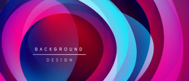 Soyut renkli katmanlar dinamik dairesel tasarım yaratır. Metin, merkez formda arkaplan tasarımı okur. Canlı renkler pürüzsüz harmanlanır.