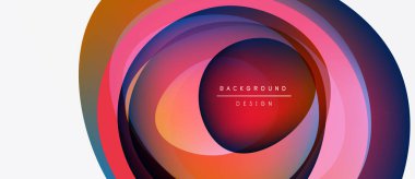 Soyut katmanlar canlı dairesel tasarım yaratır. Renkler karışıyor, dinamik görsel etki oluşturuyor. Modern estetik, uygun arka planlar.