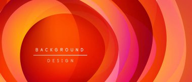 Soyut katmanlar dinamik turuncu, kırmızı görsel oluşturur. Dairesel şekiller üst üste binerek modern arkaplan tasarımı oluşturur. Yumuşak eğimler derinliği artırır.