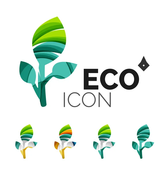 Set of abstract eco leaf icons — Stock Vector