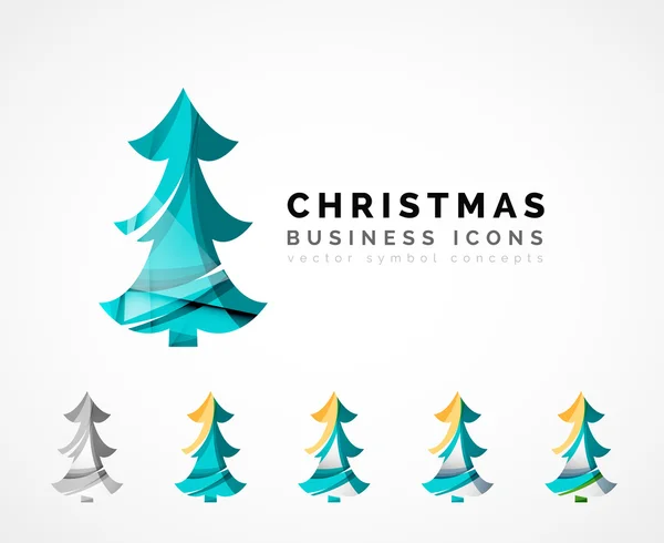 Set of abstract Christmas Tree Icons — Stock Vector