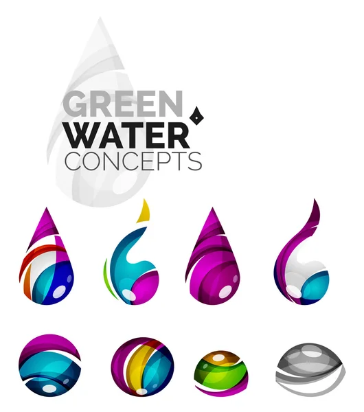 Ensemble d'icônes abstraites éco eau — Image vectorielle