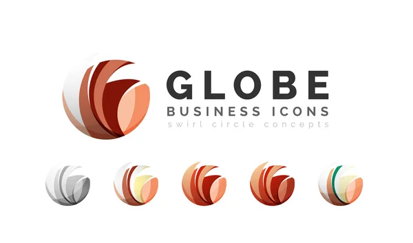 グローブ球やサークルのロゴのセット — ストックベクタ