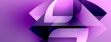Soyut mor tasarım katmanlı geometrik şekiller içerir. Gradyan renkler dinamik görsel efekt yaratır. Projeler için modern arkaplan.