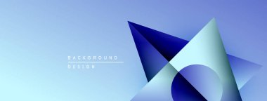 Soyut geometrik şekiller örtüşür, dinamik mavi gradyan etki yaratır. Özgeçmiş ve sunumlar için uygun minimalist tasarım.