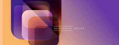 Soyut geometrik şekiller çakışıyor. Sıcak renkler serin mor renklerle harmanlanır. Arkaplan ve afişler için modern tasarım ögesi.