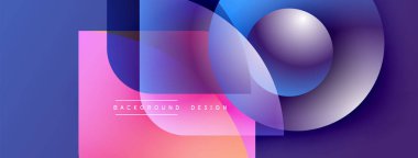 Abstract geometric shapes, vibrant colors blend. Pink, purple, blue gradients create modern design. Smooth transitions, glossy effect present.
