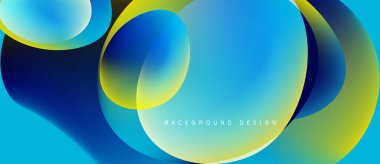 Abstract fluid shapes, vibrant blues, yellows create dynamic background. Modern design, smooth gradients offer visual interest.