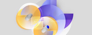 Abstract fluid shapes overlap, creating dynamic composition. Soft gradients blend yellow, purple, blue hues. Minimalist design for backgrounds.