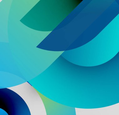 Abstract composition featuring overlapping blue, teal, green shapes. Soft gradients create depth, modern aesthetic. Minimalist design.